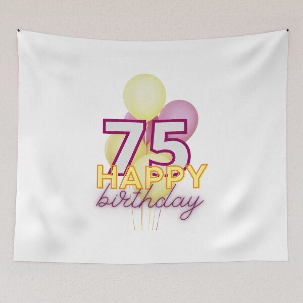 Item preview, 75th birthday -red and yellow balloons Happy birthday designed and sold by pinkdreamdesign.