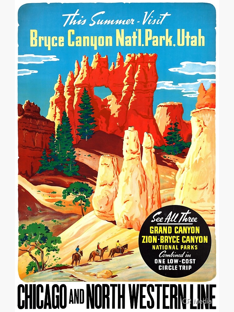 "USA Utah Vintage Travel Poster Restored" Photographic Print for Sale