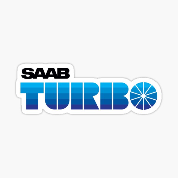 Artikel-Vorschau von SAAB Turbo-Abzeichen im Retro-Look, blaue Streifen, designt und verkauft von blackdogshop.