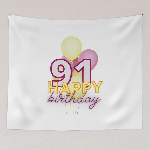 Item preview, 91st birthday -red and yellow balloons Happy birthday designed and sold by pinkdreamdesign.