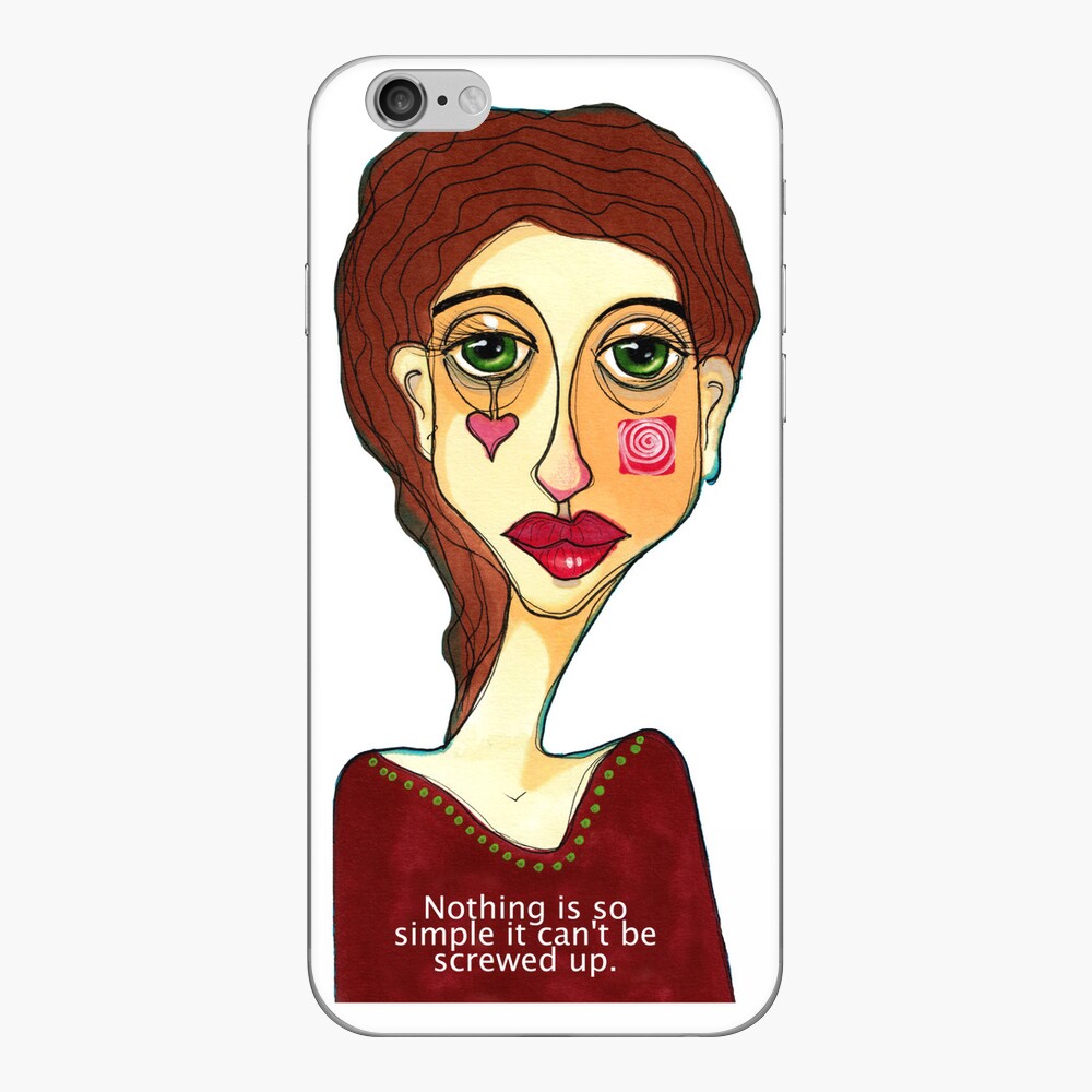 Drawing illustration by denthe of woman with funny quote dentheART iPhone Skin