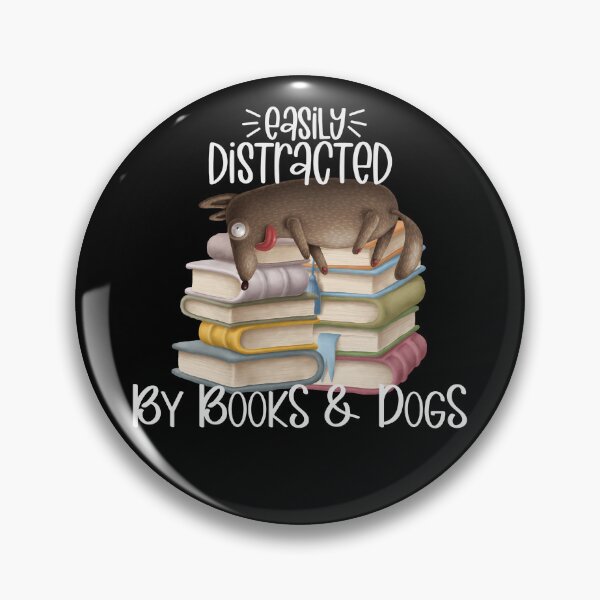 Item preview, Easily Distracted By Books And Dogs, Silly Puppy Dog on Stack of Books designed and sold by PrintedKat.
