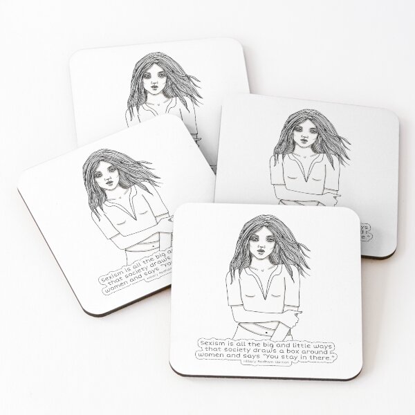 Item preview, Woman drawing illustration by denthe dentheART with quote about sexism designed and sold by dentheART.