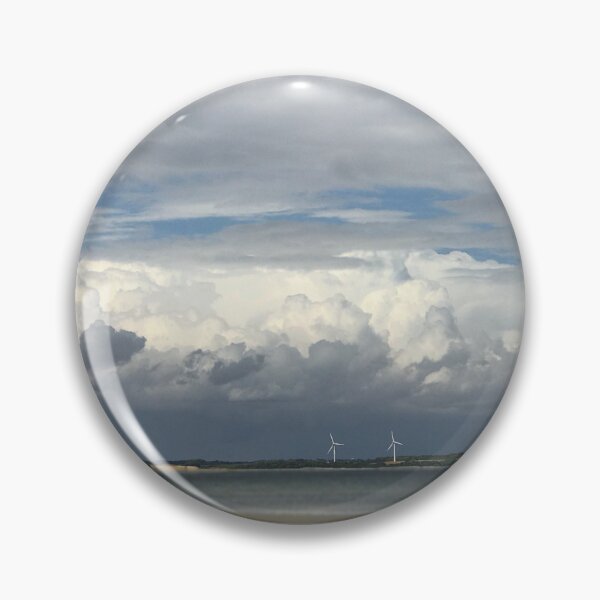 Item preview, Relaxing view on Baltic seascape with thick cumulus cloud horizon and two power wind turbines in background   designed and sold by Khala.