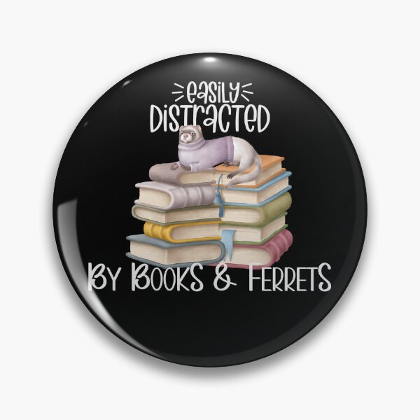 Item preview, Easily Distracted By Books And Ferrets, Ferret on Stack of Books designed and sold by PrintedKat.