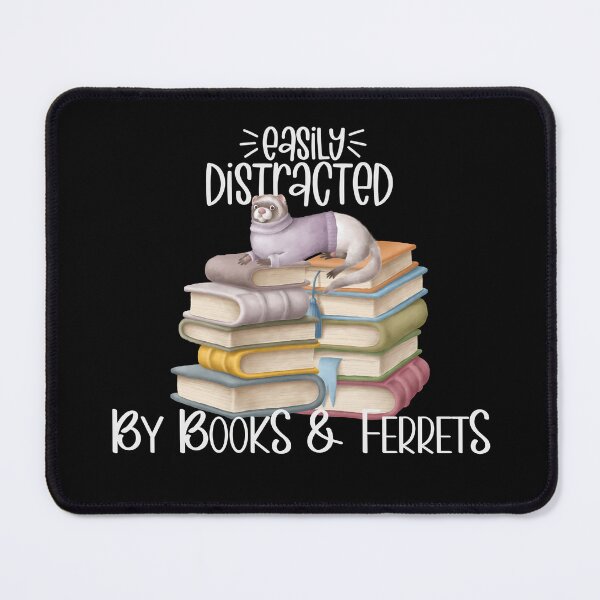 Item preview, Easily Distracted By Books And Ferrets, Ferret on Stack of Books designed and sold by PrintedKat.