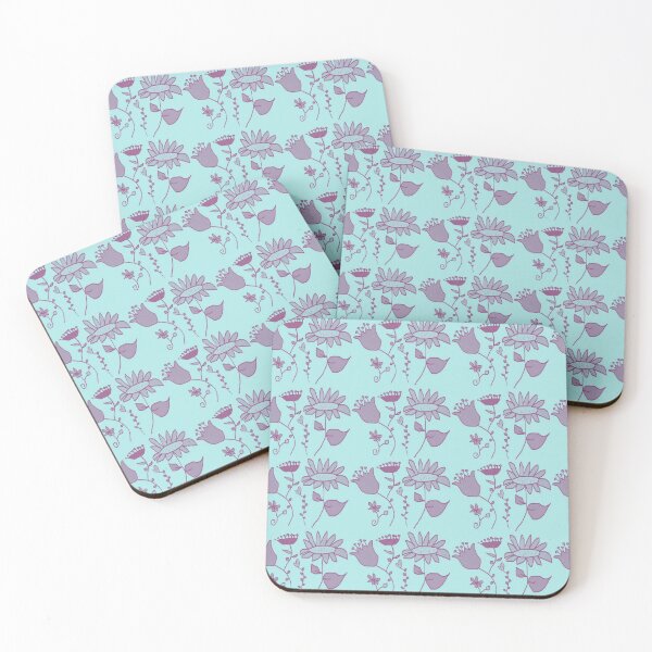 Item preview, Floral Cartoon Aqua Pattern designed and sold by antevasinart.