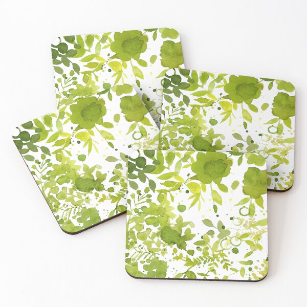 Item preview,  Green  chartreuse  watercolor floral leaf pattern  designed and sold by Sue Zipkin.