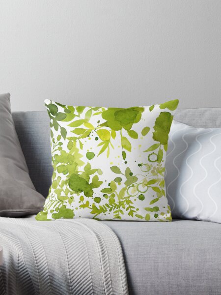 Item preview,  Green  chartreuse  watercolor floral leaf pattern  designed and sold by Sue Zipkin.