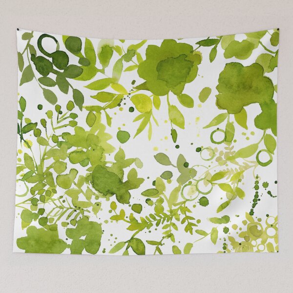 Item preview,  Green  chartreuse  watercolor floral leaf pattern  designed and sold by Sue Zipkin.