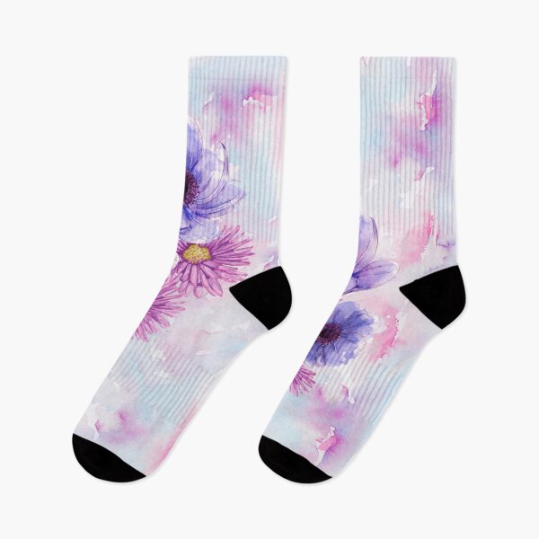 Item preview, Purple watercolour flowers with light blue, violet and pink gradient. designed and sold by TheHotIgloo.