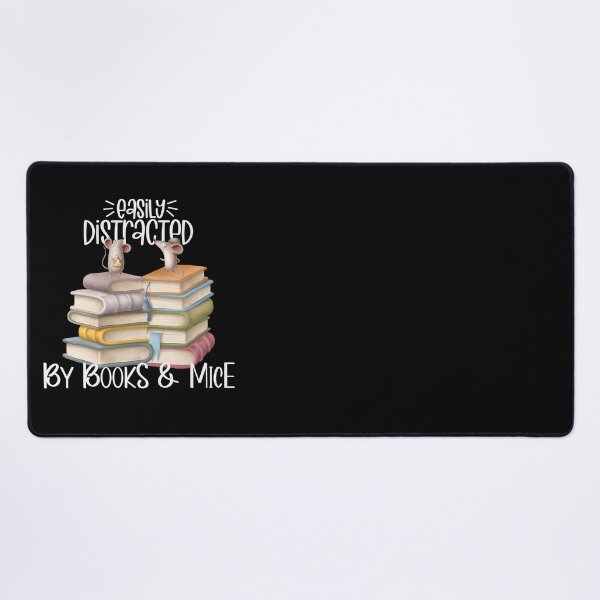 Item preview, Easily Distracted By Books And Mice, Cute Mice on Stack of Books, Mouse Lover designed and sold by PrintedKat.