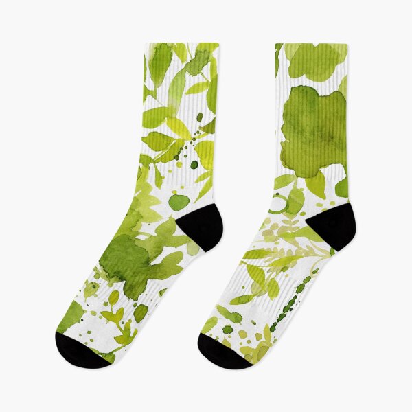 Item preview, Green chartreuse watercolor floral leaf pattern designed and sold by Sue Zipkin.