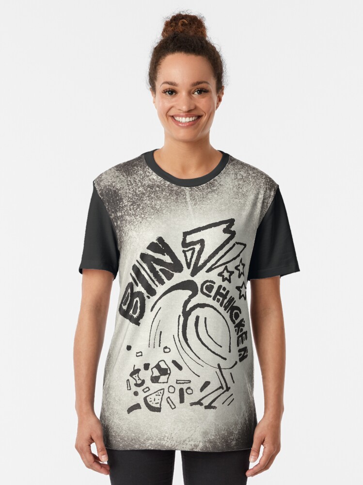 Alternate view of Bin Chicken Metal Style Graphic T-Shirt
