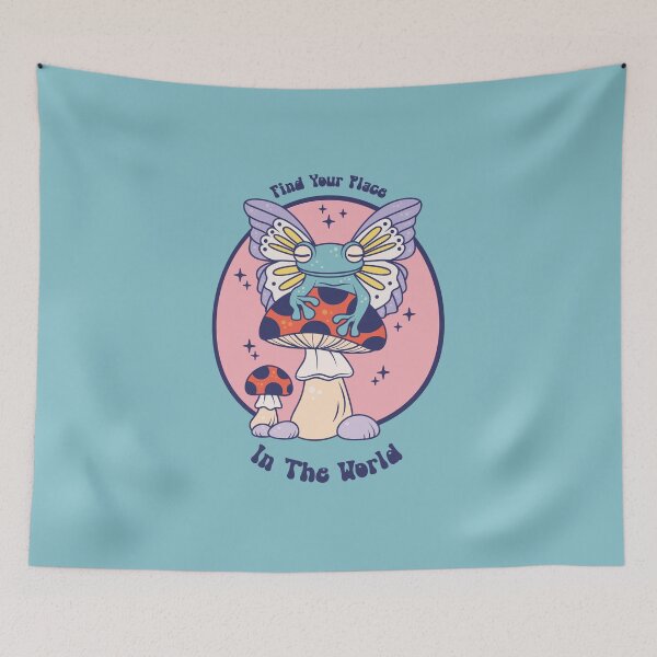 Item preview, Magical frog on a mushroom -- Frog with wings and positive message  designed and sold by MagicStrawberry.
