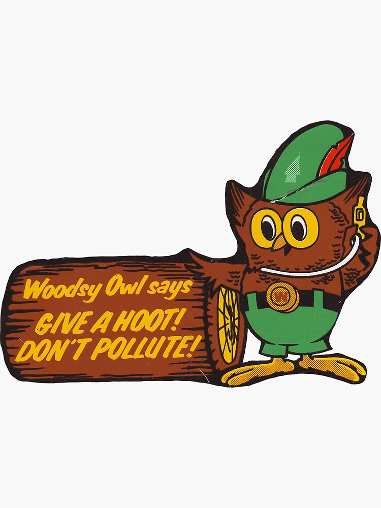 Thumbnail 3 of 3, Sticker, Give a Hoot! Don't Pollute! designed and sold by makayla826.