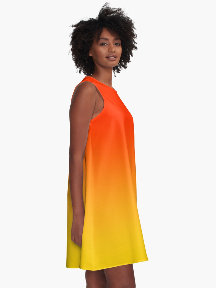 Ombre Gradient Orange Red And Yellow One Of 100 Chic Ombre 2 Tone Designs On Ozcushions A Line Dress By Ozcushions Redbubble