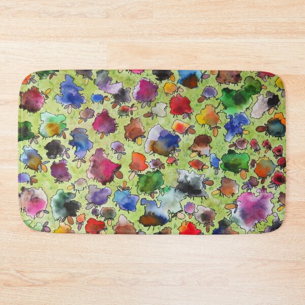 Item preview, Spinners Rare Breed Sheep Flock painting in watercolors and ink designed and sold by ChillonLeachArt.