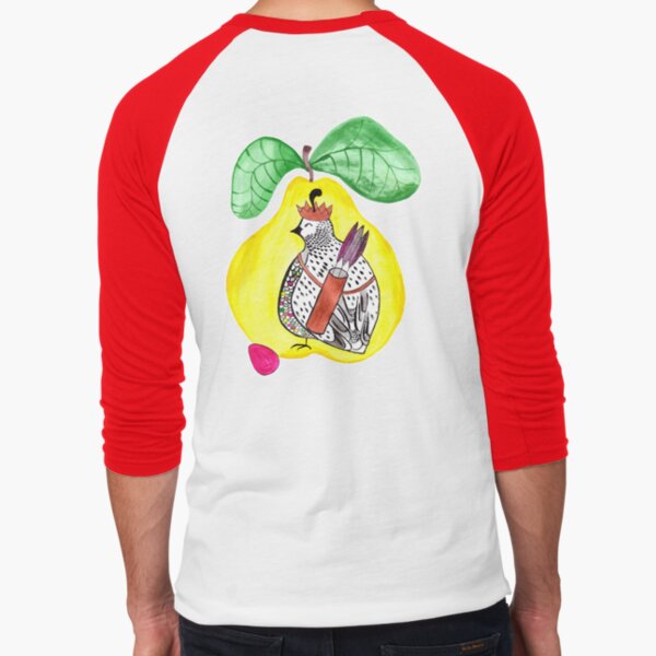 Quail in a Quince Baseball ¾ Sleeve T-Shirt