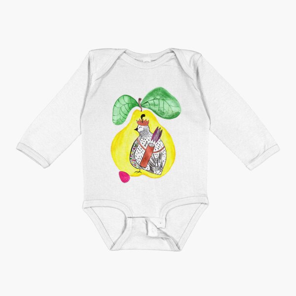Quail in a Quince Long Sleeve Baby One-Piece