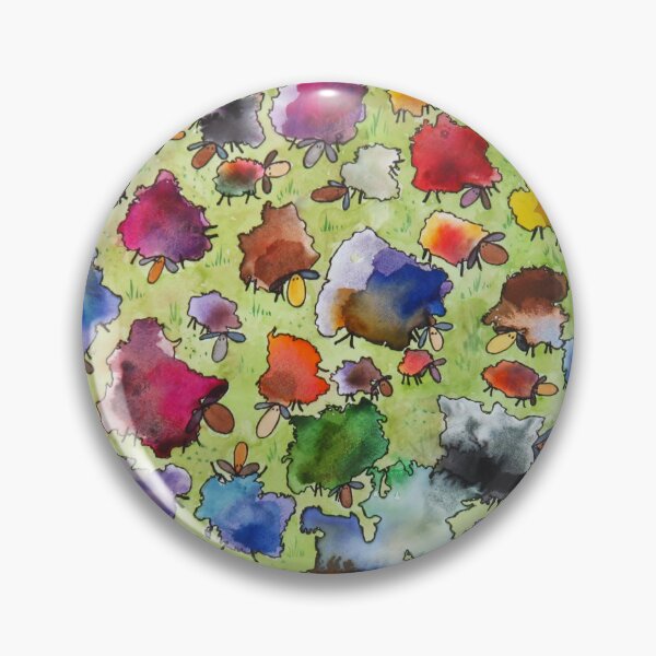 Item preview, Spinners Rare Breed Sheep Flock painting in watercolors and ink designed and sold by ChillonLeachArt.
