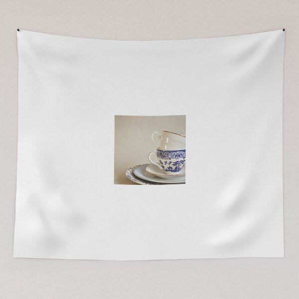 Item preview, Stacked blue and white china cup and saucers. designed and sold by Lyn  Randle.