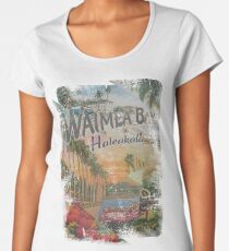 Vintage Hawaiian Waimea Bay, Haleakala, Postcard Women's Premium T-Shirt