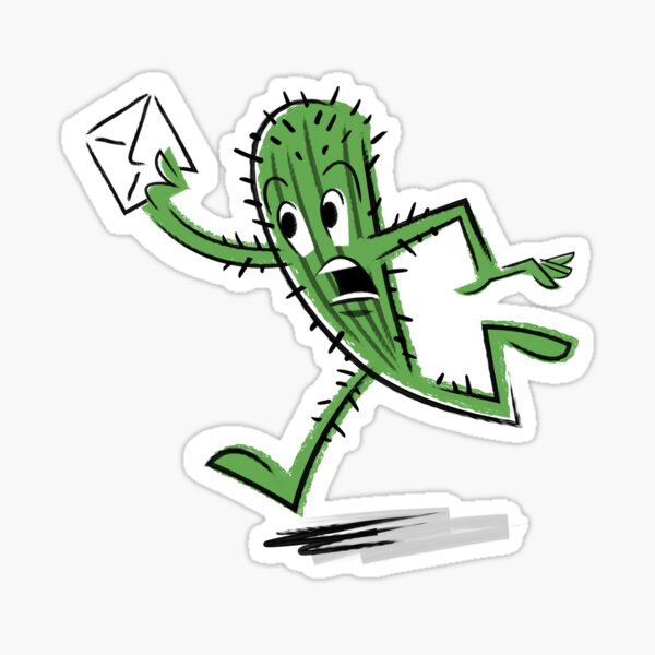 Cactus Dash cartoon character Sticker