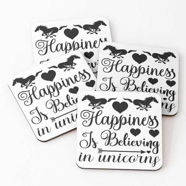 Item preview, Happiness Is Believing In Unicorns Fun Summer Unicorn Pony Funny Love Valentine Summer Gift Art Design Happy Life Apparel Essential Motivation Inspiration Joy Mood  designed and sold by DesignByHeartUK.