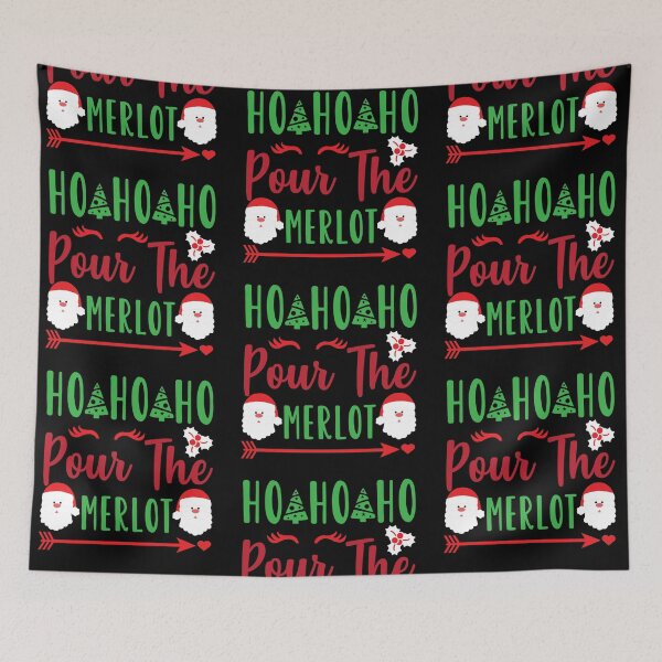 Aperçu de l'œuvre Ho Ho Ho Versez le Merlot Merveilleuse période de l'année Père Noël Joyeux Noël Joyeux cadeau Vêtements haut de gamme Vacances amusantes Noël créée et vendue par DesignByHeartUK.