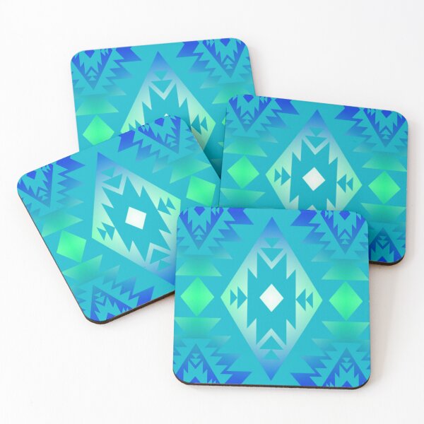 Item preview, Blue / Lime Green / Pale Turquoise Gradient Native Print Geo designed and sold by JMWCD.