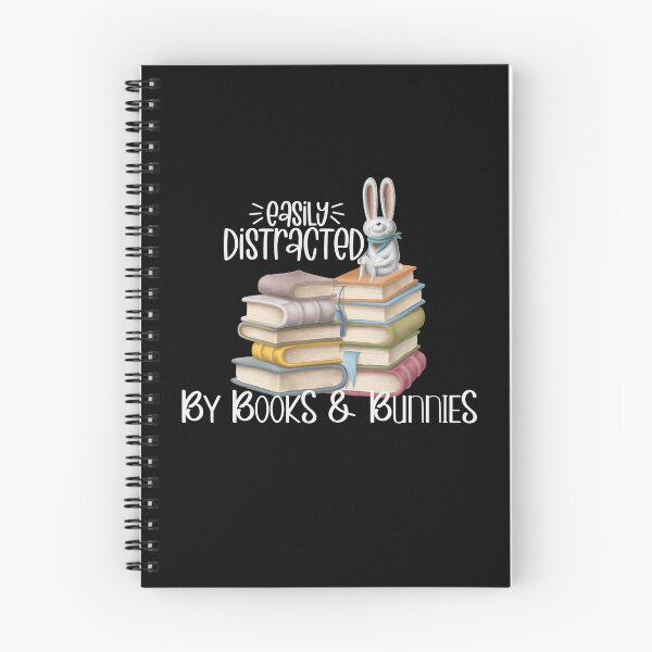 Item preview, Easily Distracted By Books And Bunnies, Rabbit on Stack of Books designed and sold by PrintedKat.