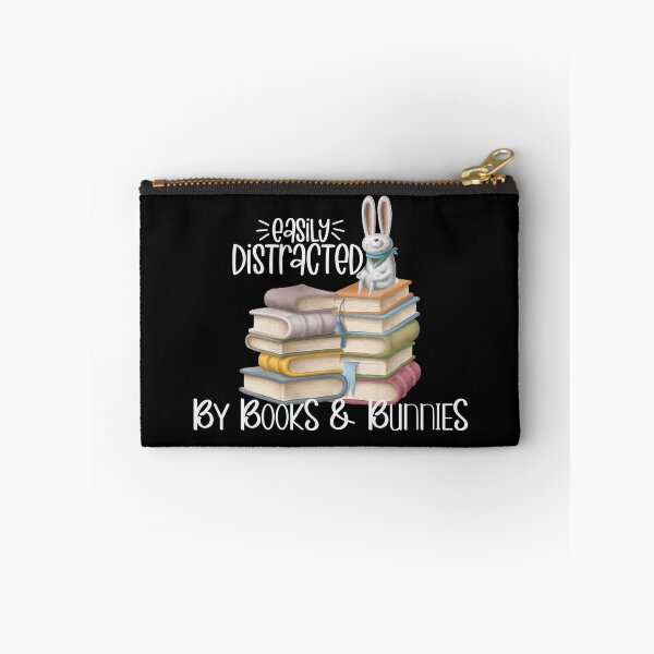 Item preview, Easily Distracted By Books And Bunnies, Rabbit on Stack of Books designed and sold by PrintedKat.
