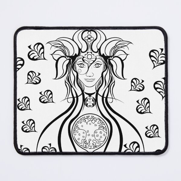 Item preview, illustration of the Andean Pachamama with falling leaves. designed and sold by AlexGrafs.