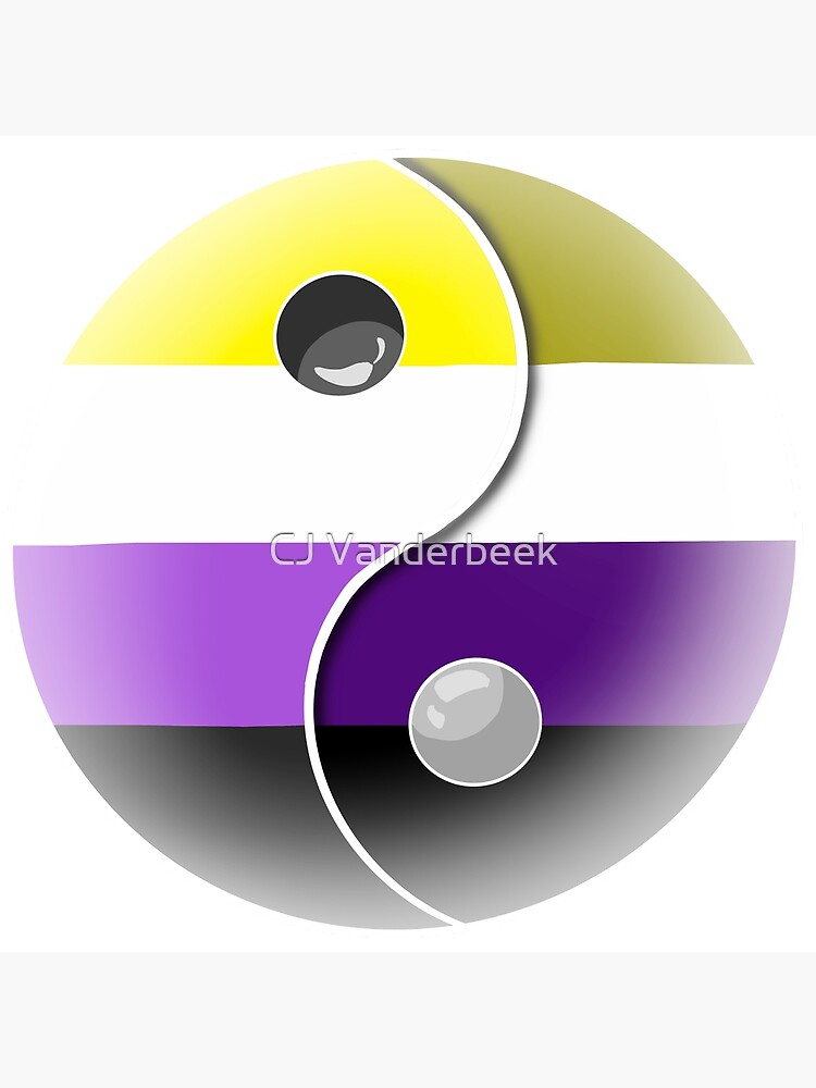 Non Binary Pride Yin Yang Symbol Poster For Sale By Nailbitingwrite Redbubble