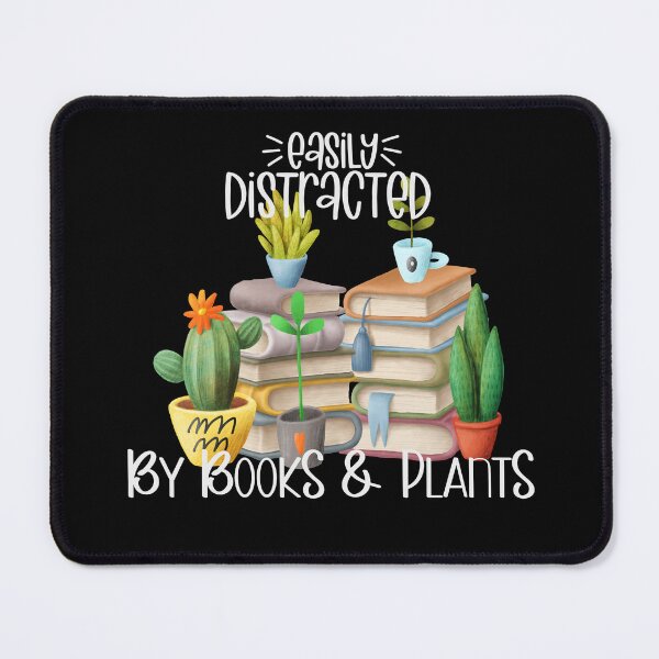 Item preview, Easily Distracted By Books And Plants, Plants, Cactus, and Stack of Books designed and sold by PrintedKat.