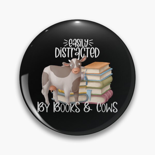 Item preview, Easily Distracted By Books And Cows, Cute Cow and Stack of Books, Cow Lover designed and sold by PrintedKat.
