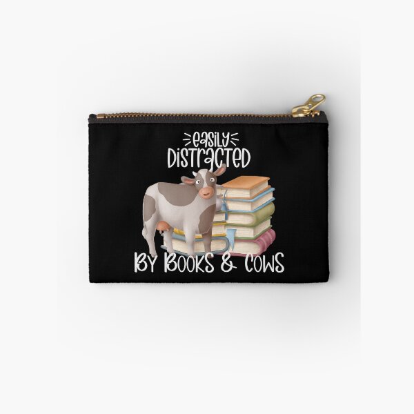 Item preview, Easily Distracted By Books And Cows, Cute Cow and Stack of Books, Cow Lover designed and sold by PrintedKat.
