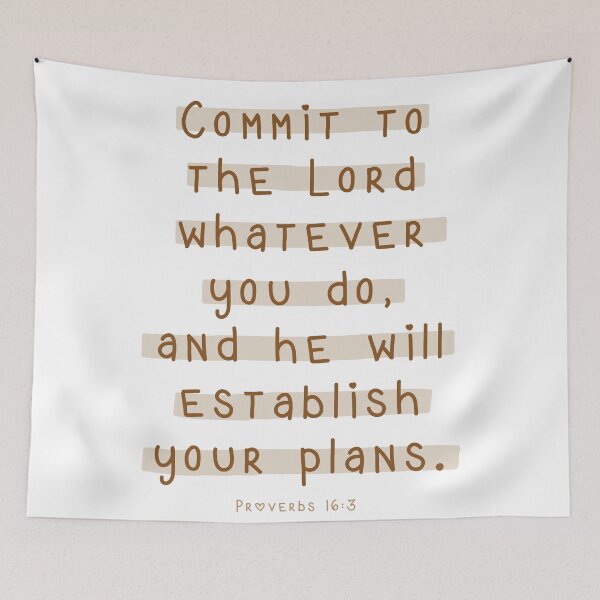 Item preview, Proverbs 16:3 Bible verse Christian quote brown designed and sold by AmeliasArtistry.