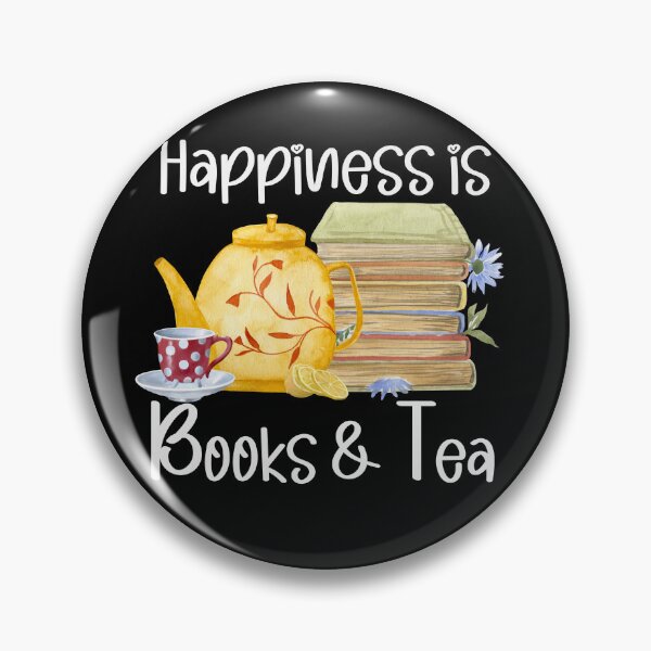 Item preview, Happiness is Books and Tea, Tea Lover, Book Lover, Stack of Books designed and sold by PrintedKat.