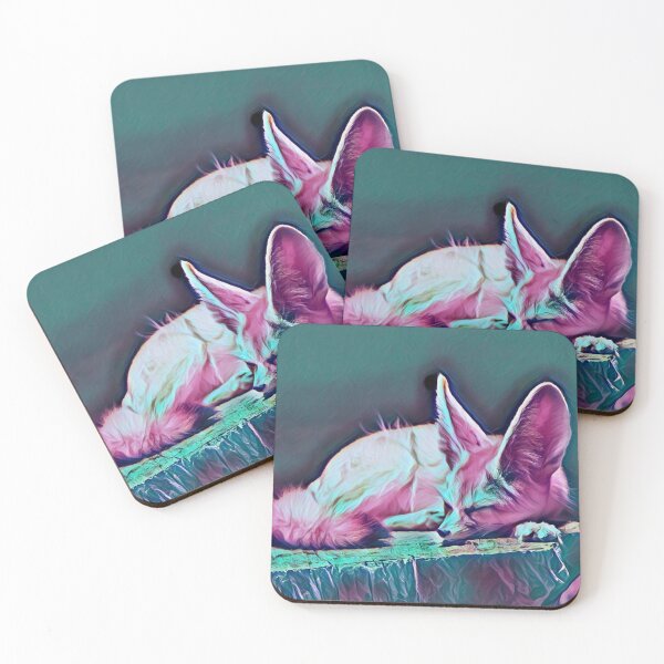 Item preview, Fennec Fox Sleeping Retro Neon Purple Portrait  designed and sold by TheWildFlix.