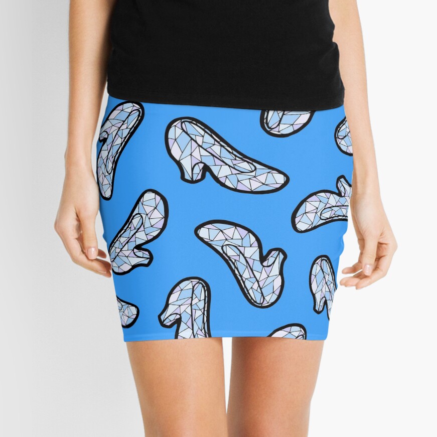 Glass Slipper Pattern in Blue Mini Skirt