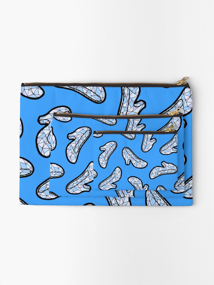 Alternate view of Glass Slipper Pattern in Blue Zipper Pouch
