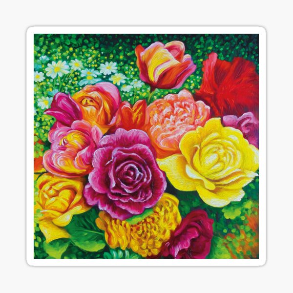 Wedding Bouquet Roses Daisy Flowers Sticker