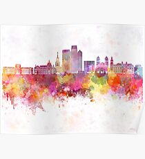 Medellin-Skyline im Aquarellhintergrund Poster