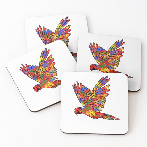 Item preview, Abstract Paint Splatter Flying Parrot Art designed and sold by ArtbyJanaye.
