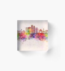 Skyline Caracas V2 im Aquarellhintergrund Acrylblock
