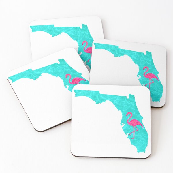 Item preview, Small Pink Flamingo & Water Waves Florida  designed and sold by ArtbyJanaye.