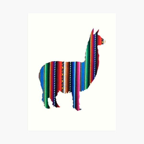 Llama Textile Design Inca Ink Original South American Inca Textile BG Art Print