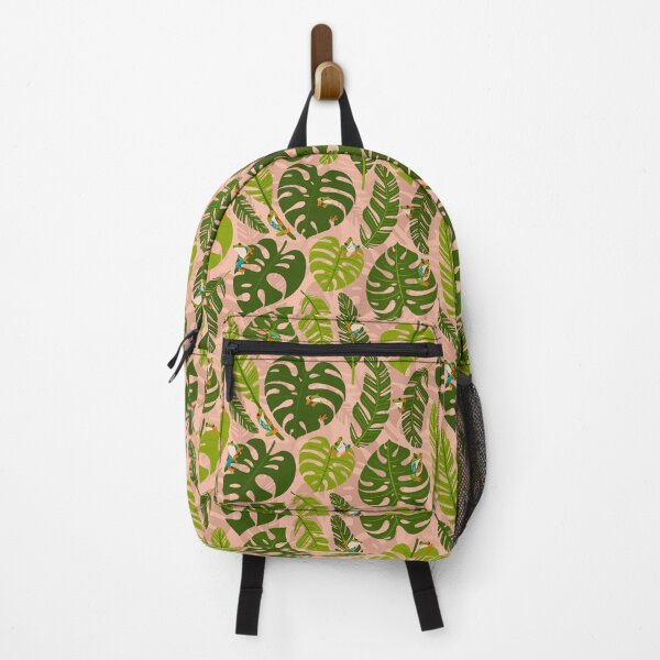Item preview, Hide and Seek Tree frogs (seamless repeat pattern) pink and green jungle theme designed and sold by NewBranchStudio.